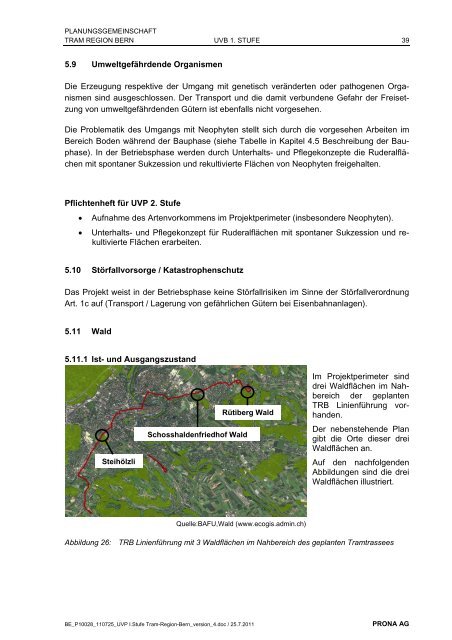 Umweltverträglichkeitsbericht UVB 1. Stufe - Tram Region Bern