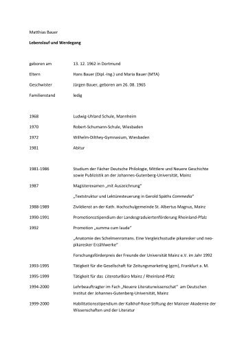 Matthias Bauer Lebenslauf und Werdegang geboren am 13. 12 ...