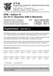 Ergebnisliste der Auktion 75 - Kurpfälzische Münzhandlung