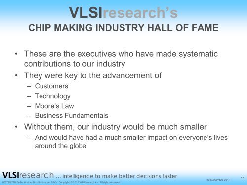 The Chip Insider® 2012 All Stars and Hall of Fame - VLSI Research