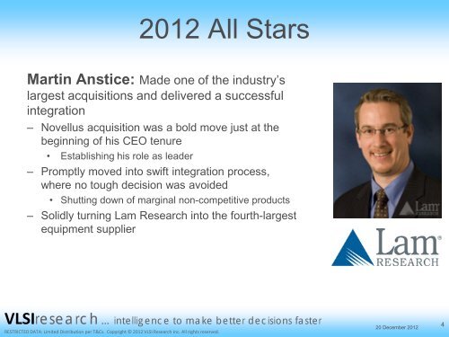 The Chip Insider® 2012 All Stars and Hall of Fame - VLSI Research