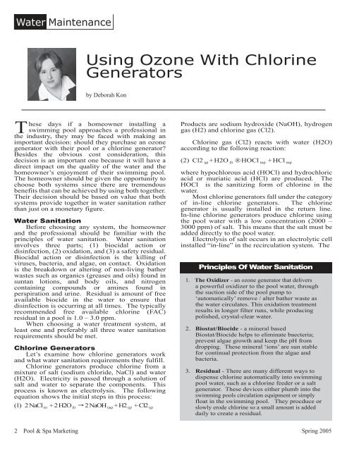 Using Ozone with Chlorine Generators - UltraPure Water Quality Inc.