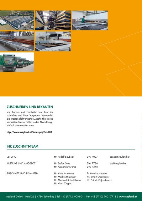 ZUSCHNITTE - Weyland GmbH