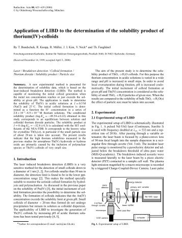 Application of LIBD to the determination of the solubility product of ...