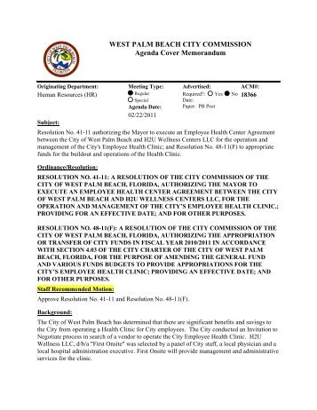 Agenda Cover Memorandum for 02/ - City of West Palm Beach
