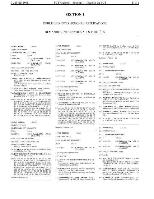 PCT/1998/27 : PCT Gazette, Weekly Issue No. 27, 1998 - WIPO