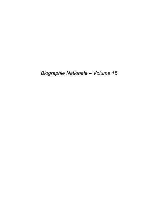 Nouvelle Biographie Nationale - Académie royale de Belgique