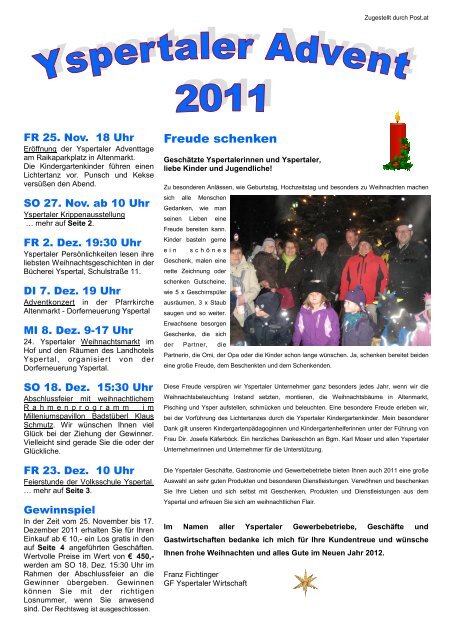 Yspertaler Adventtage 2011 - Marktgemeinde Yspertal