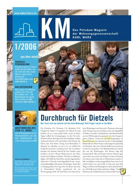 KM Magazin 1/2006 - Wohnungsgenossenschaft "Karl Marx ...