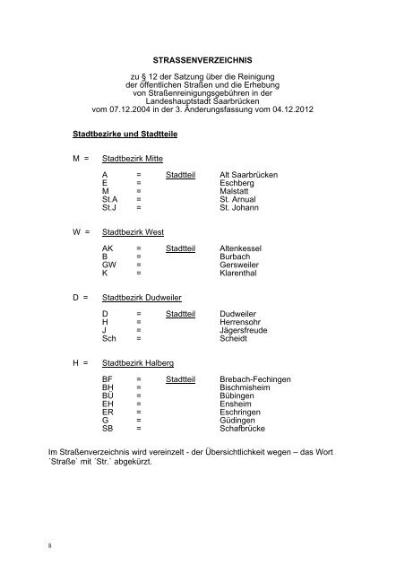 Straßenreinigungsliste ab 2013