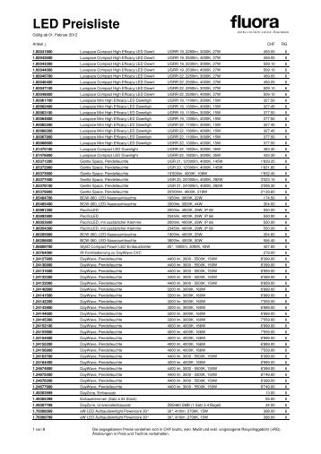 LED Preisliste - Fluora