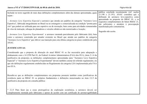 RELATÓRIO DE ANÁLISE DOS COMENTÁRIOS RECEBIDOS - Anac