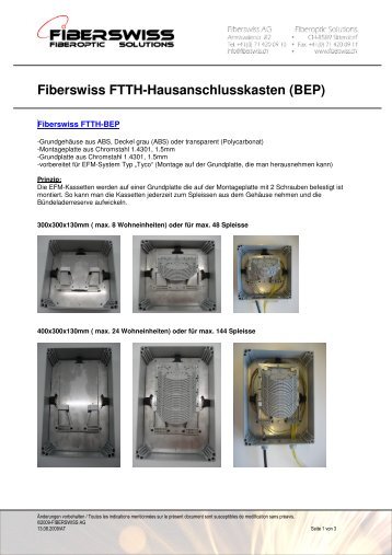 Fiberswiss Ftth-Hausanschlusskasten (BEP)