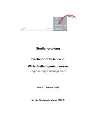 Studienordnung Bachelor of Science in Wirtschaftsingenieurwesen