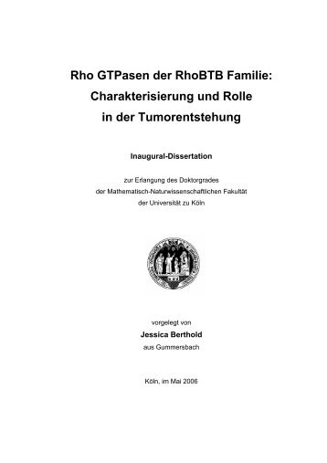 Rho GTPasen der RhoBTB Familie - Universität zu Köln