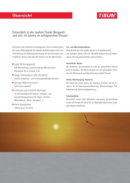 Solartechnik Modul-Kollektor Tisun