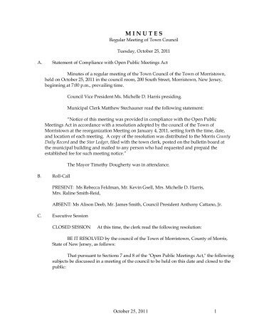 10-25-2011 Council Meeting Minutes.pdf - Morristown, New Jersey