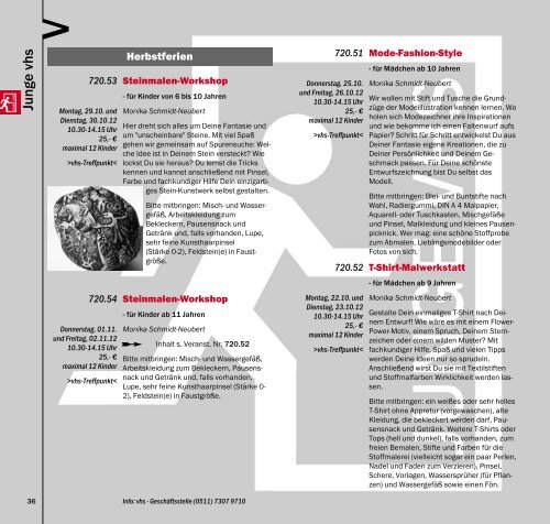 VHS - PROGRAMM Herbst / W inter - Volkshochschule Langenhagen