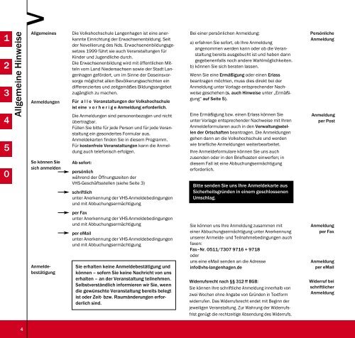 VHS - PROGRAMM Herbst / W inter - Volkshochschule Langenhagen