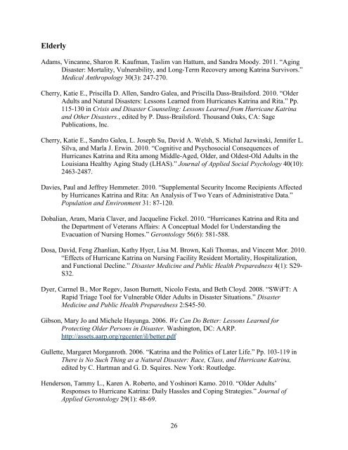 Hurricane Katrina Research Bibliography - Colorado State University