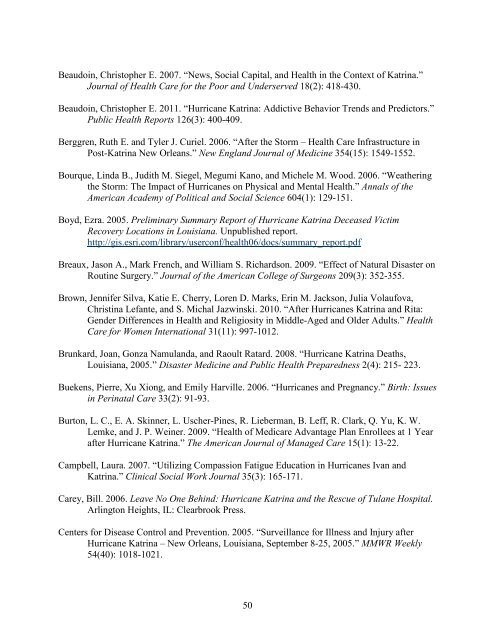 Hurricane Katrina Research Bibliography - Colorado State University