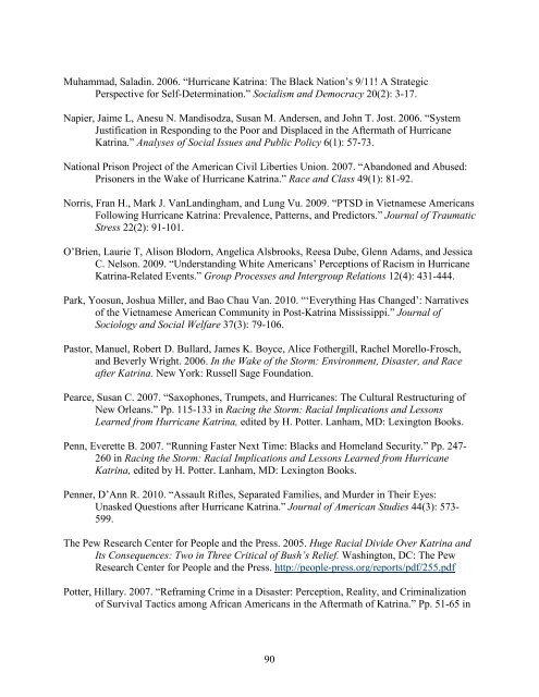 Hurricane Katrina Research Bibliography - Colorado State University