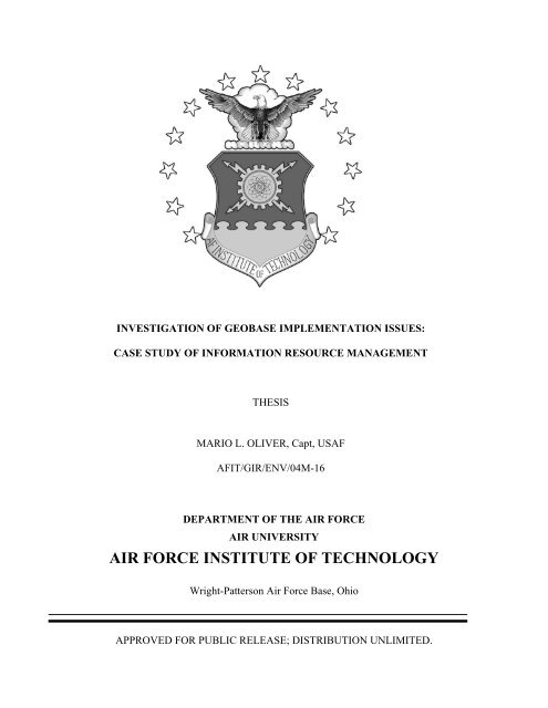 Investigation of GeoBase Implementation Issues: Case Study of