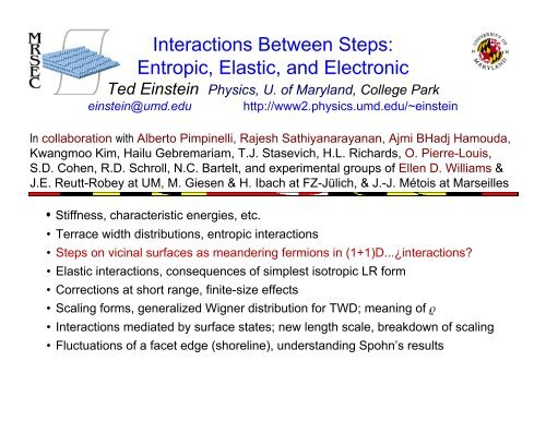 Interactions Between Steps Entropic Elastic And Electronic