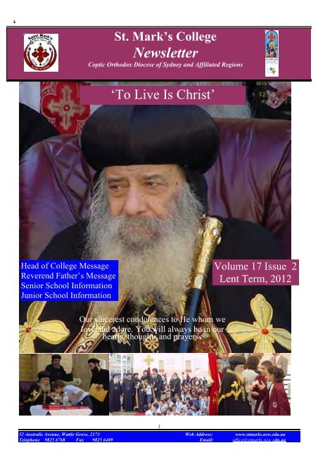 2 Newsletter Mar 2012.3 - Saint Mark's Coptic Orthodox College