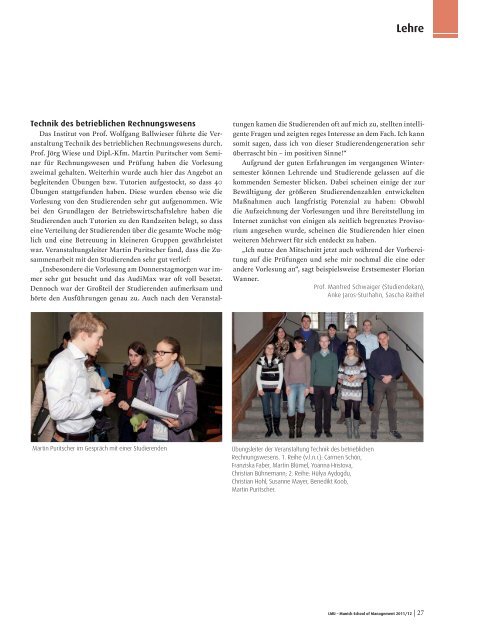Munich School of Management Magazine 2011/12 - Fakultät für ...