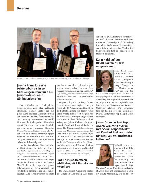 Munich School of Management Magazine 2011/12 - Fakultät für ...