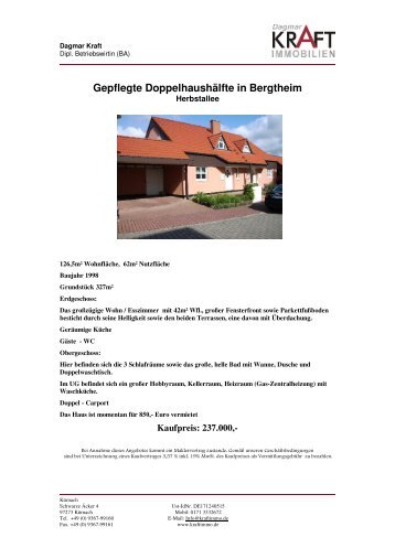 Gepflegte Doppelhaushälfte in Bergtheim - Dagmar Kraft Immobilien