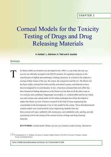 Corneal Models for the Toxicity Testing of Drugs and Drug ... - Oulu
