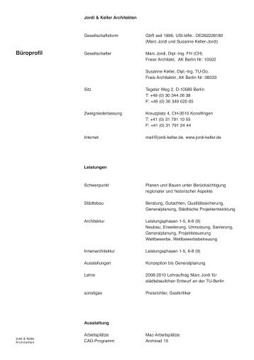 Biographie - Jordi & Keller Architekten