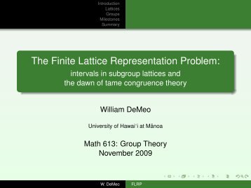 The Finite Lattice Representation Problem: - intervals in subgroup ...