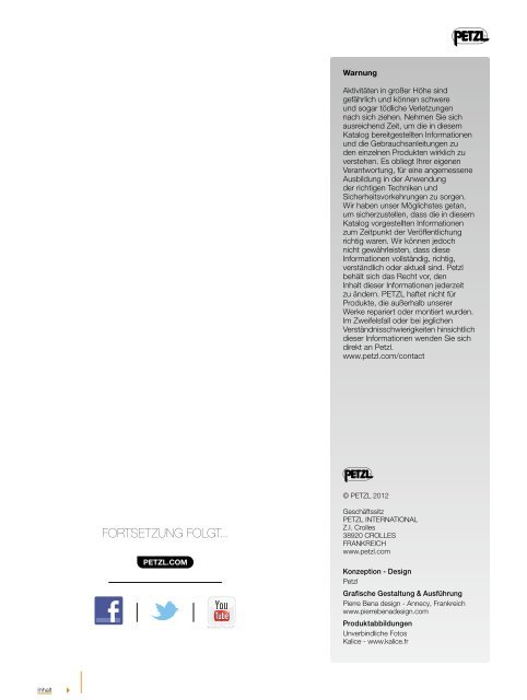 Petzl Sport Katalog 2012 PDF herunterladen  - Krah.com