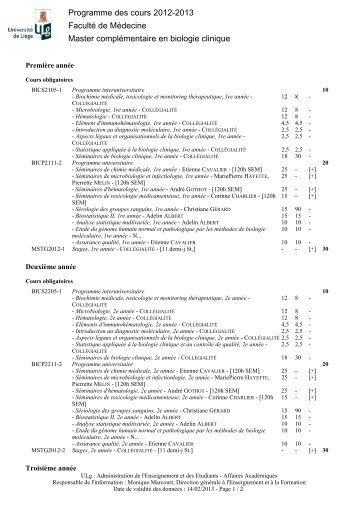 Version imprimable (PDF) - Programme des cours