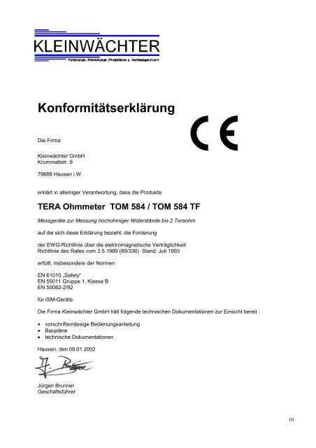 TERA Ohmmeter - Kleinwächter GmbH