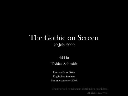 The Gothic on Screen - UK-Online - Universität zu Köln