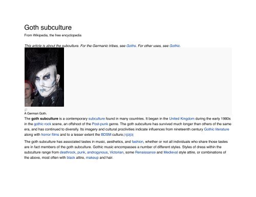 Goth subculture - jjgaudel.com