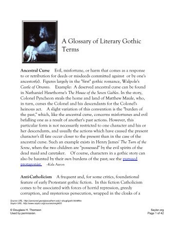 A Glossary of Literary Gothic Terms - Saylor.org