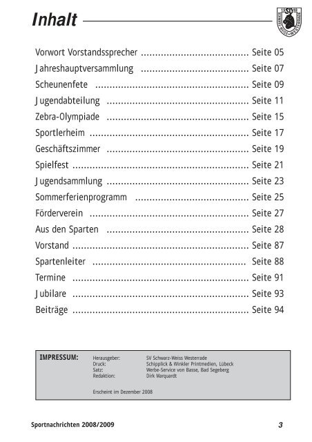 Sportnachrichten 2008/2009 - SV-Westerrade