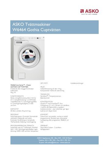 ASKO Tvättmaskiner W6464 Gothia Cuptvätten - Elon