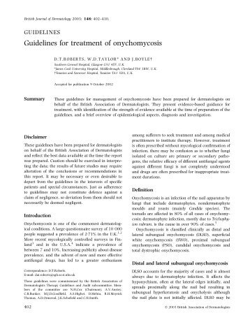 Guidelines for treatment of onychomycosis - British Association of ...