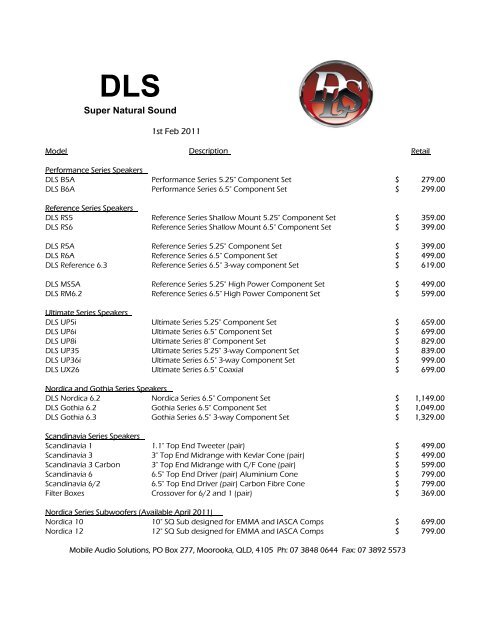 DLS pricelist (retail)