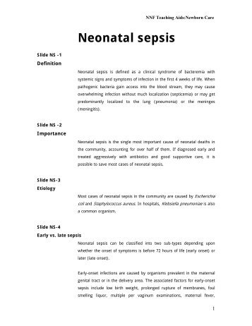 Neonatal sepsis - New Born Baby