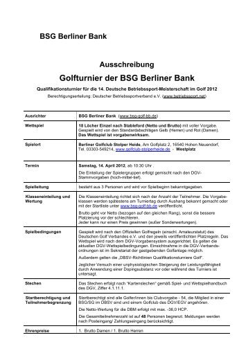 Golfturnier der BSG Berliner Bank