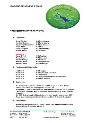 BODENSEE SENIORS TOUR - Bodensee Seniors Golf Tour