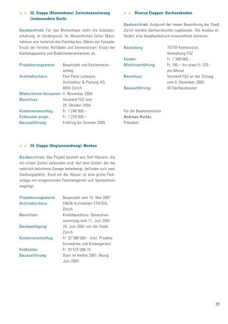 Jahresbericht 2004 - Familienheim-Genossenschaft Zürich