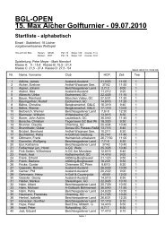 Startliste - Golfclub Berchtesgadener Land